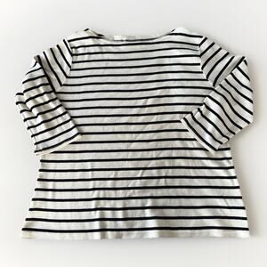 LL Bean Striped Boatneck Breton Top 3/4 Sleeve White Navy Women 2X 100% Cotton